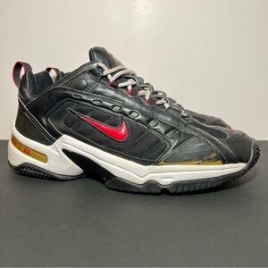 Mens Vintage NIKE Air Black Leather Athletic Shoes / Size 11